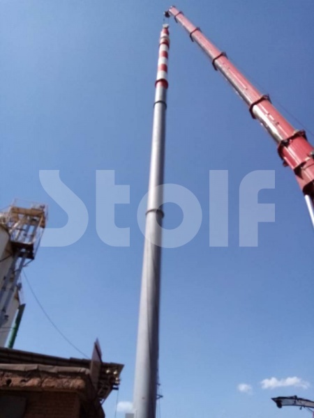 Промышленная дымовая труба на оттяжках «ТР-920-40м-1в», 40 метров, Ду 920 мм