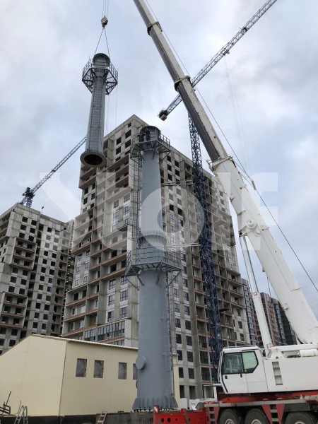 Самонесущая дымовая труба высотой 68 метров, с диаметром 2 200 мм предназначена для отвода дымовых газов