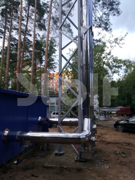 Ферменная труба с модульной системой дымоудаления с теплоизоляцией (минеральная вата ROCKWOOL WIRED MAT 50), 10 метров, Ду 400 мм